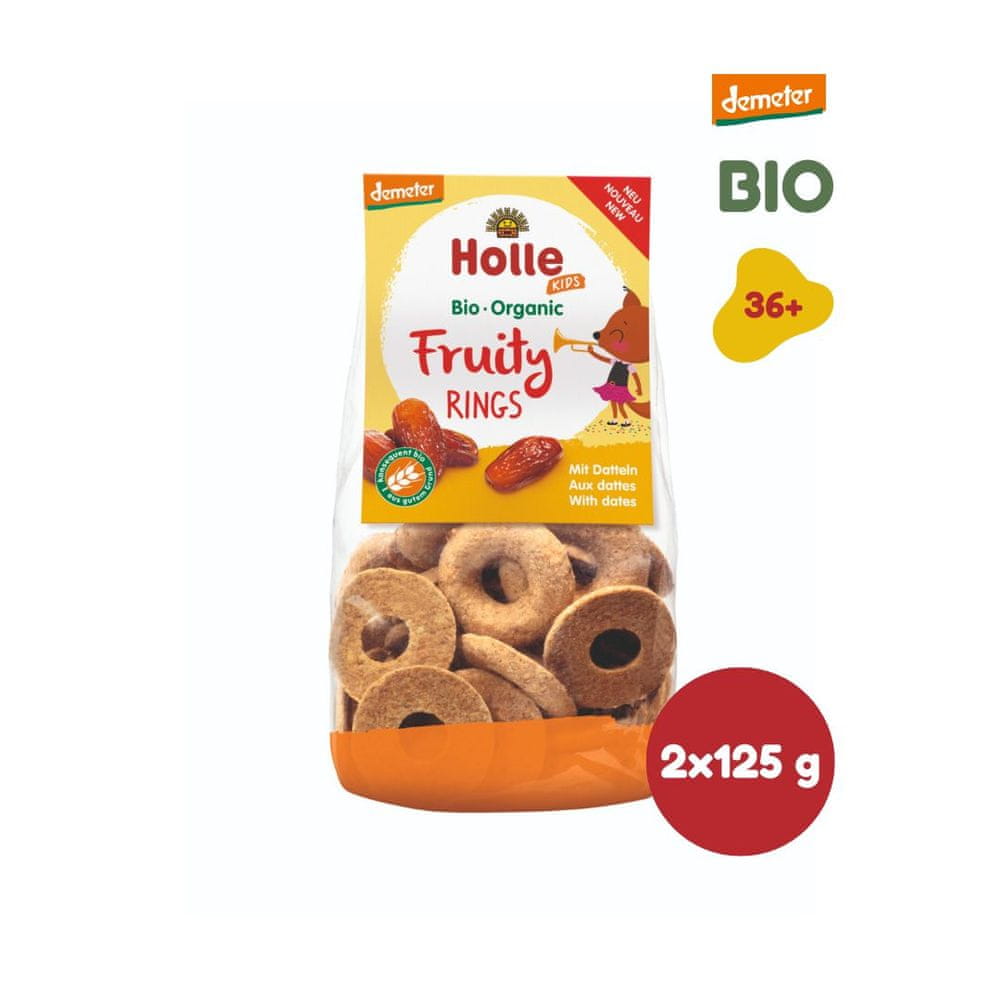 Holle Bio organické ovocné krúžky s datľami - 2 x 125g